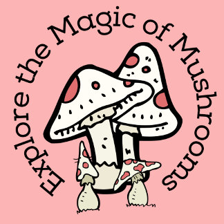 Pegatina Redonda Explora la Magia de las Setas (Rosa) Stickers