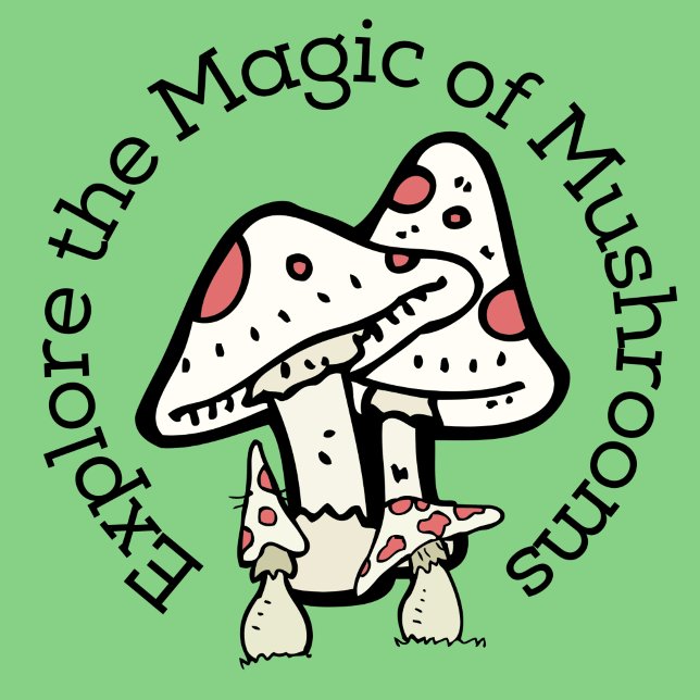 Pegatina Redonda Explora la Magia de las Setas (Verde) Stickers (Subido por el creador)