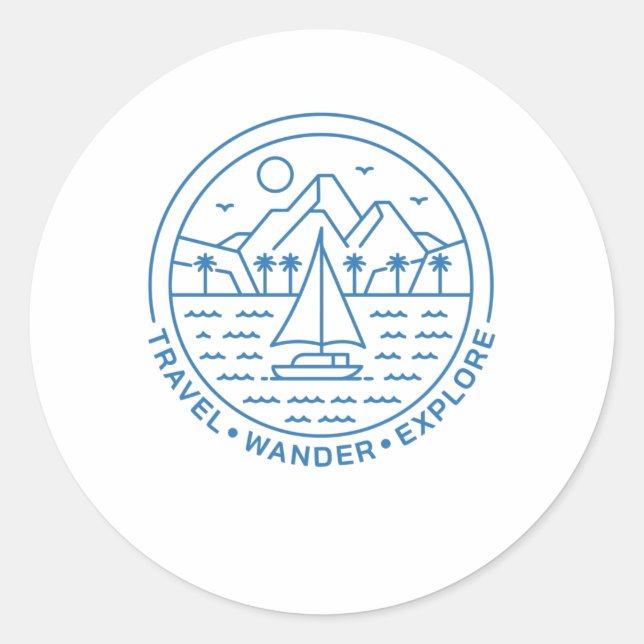 Pegatina Redonda Exploración de Wander (Anverso)