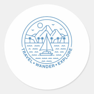 Pegatina Redonda Exploración de Wander
