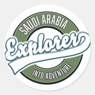 Pegatina Redonda explorador de Arabia Saudita en el logotipo de ave