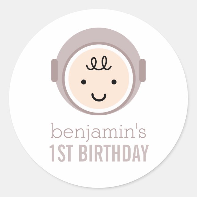 Pegatina Redonda Explorador de espacios (Anverso)