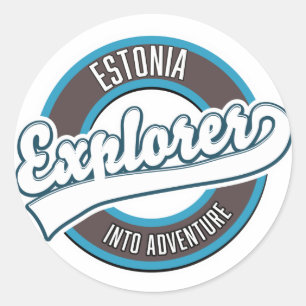 Pegatina Redonda Explorador de Estonia en aventura