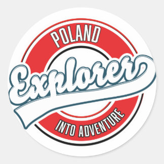 Pegatina Redonda Explorador de Polonia en el botón de logotipo de a