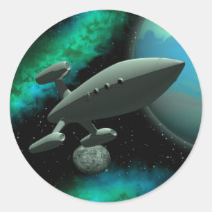 Pegatina Redonda Explorador de Starship (redonda)