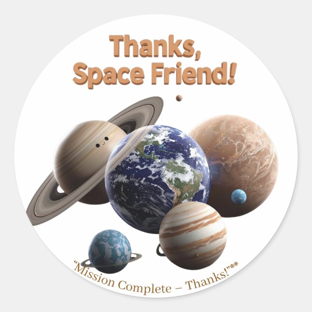 Pegatina Redonda Exploradores de galaxia - Fuera de este mundo grac (Anverso)