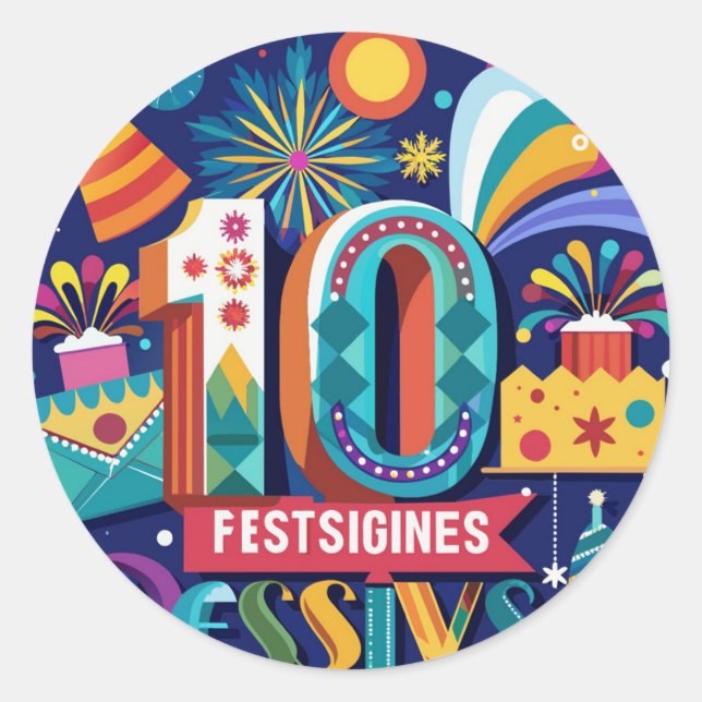 Pegatina Redonda Explorar diseños de postales vibrantes para festiv (Anverso)