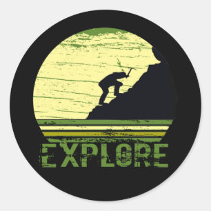 Pegatina Redonda Explorar el logotipo de excursión para excursionis