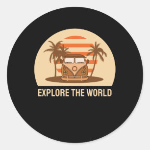 Pegatina Redonda Explorar El Mundo