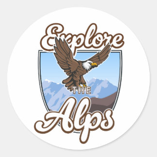Pegatina Redonda Explorar los Alpes