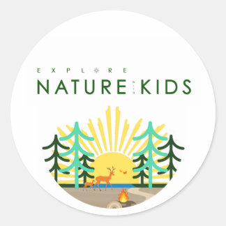Pegatina Redonda Explore Nature with Kids Logo Sticker