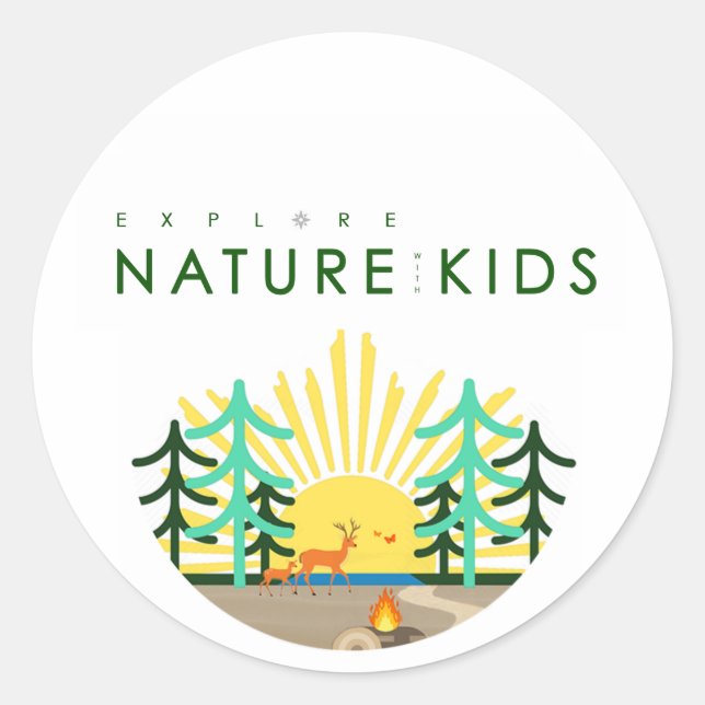 Pegatina Redonda Explore Nature with Kids Logo Sticker (Anverso)