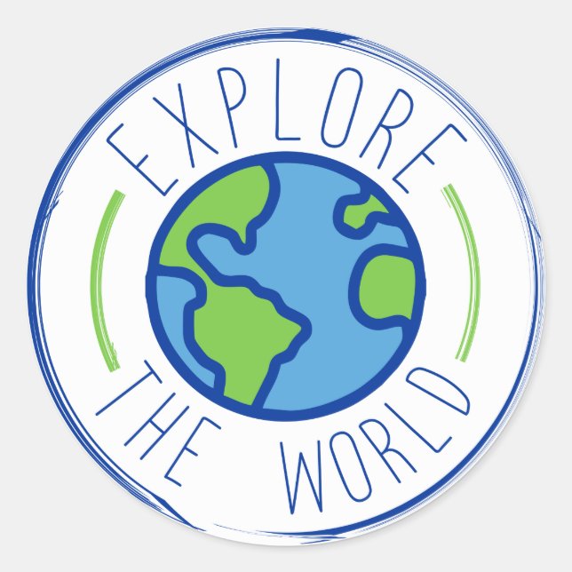 Pegatina Redonda explore the world travel sticker (Anverso)
