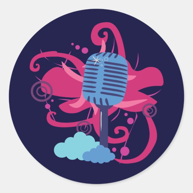 Pegatina Redonda Explosión de arte de micrófono (Anverso)