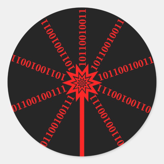 Pegatina Redonda Explosión de datos de fibra óptica (Anverso)