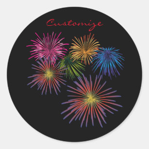 Pegatina Redonda Explosión de fuegos artificiales Thunder_Cove