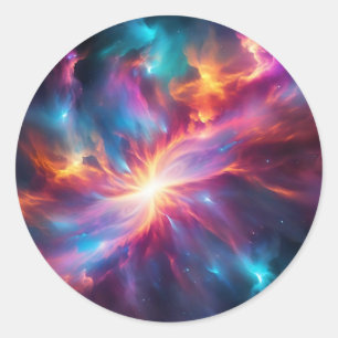 Pegatina Redonda Explosión vibrante de nebulosa