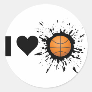 Pegatina Redonda Explosivo me encanta el baloncesto