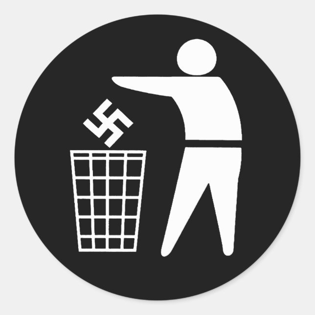 Pegatina Redonda Expulsando a los fascistas (Anverso)