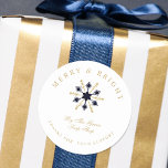 Pegatina Redonda Exquisite Christmas Navy & Gold Snowflake Thanks<br><div class="desc">Exquisite Christmas Navy Blue & Fake Gold Snowflake Thanks for Business Classic Round Stickers. This refined snowflake, crafted in tones of simulated fake gold and navy blue, is the perfect symbol of Christmas sophistication. Its elegant design merges the depth of navy blue with luxurious hints of fake gold, creating an...</div>