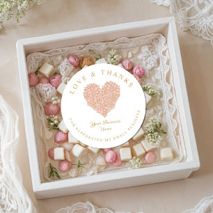 Pegatina Redonda Exquisite Floral Gorgeous Pink and Gold Effect