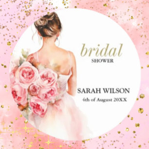 Pegatina Redonda Exquisito Boda mínimo ducha de novia