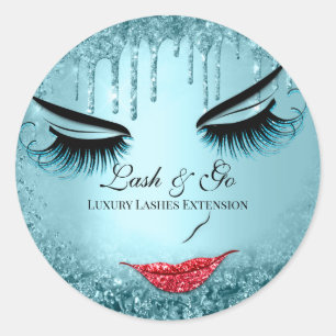 Pegatina Redonda Extensión de latigazo de artista de maquillaje Lab
