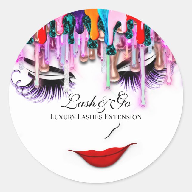 Pegatina Redonda Extensión de latigazo de maquillaje Artista Bellez (Anverso)