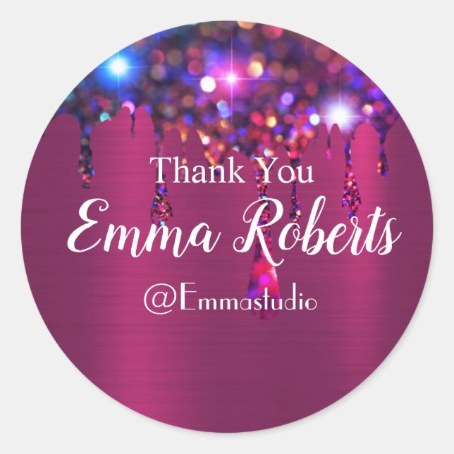 Pegatina Redonda Extensión de latigazos Artista Rosa Oro Clásico (Anverso)