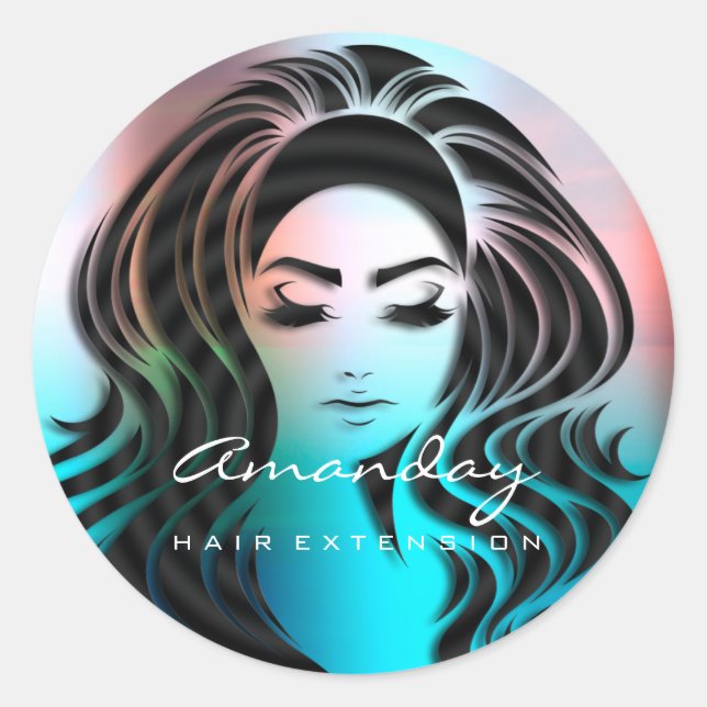 Pegatina Redonda Extensión de latigazos de pelo Estilo Maquillaje A (Anverso)