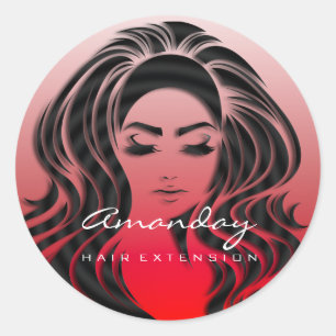 Pegatina Redonda Extensión de los latigazos del cabello Estilista M
