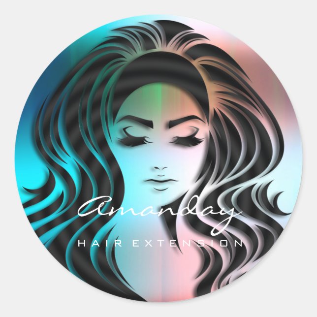 Pegatina Redonda Extensión de los latigazos del cabello Maquillaje  (Anverso)