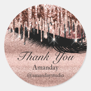 Pegatina Redonda Extensión de minipestañas Rosa de detalles Rubor d