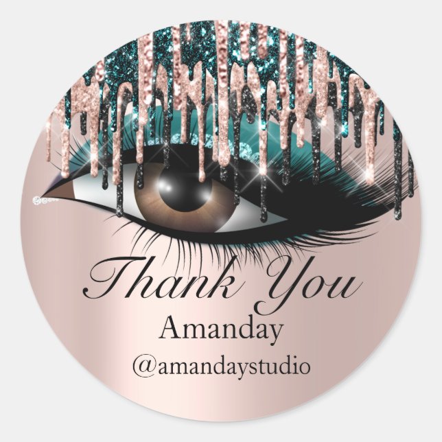 Pegatina Redonda Extensión de pestañas de menta Perforaciones Verde (Anverso)