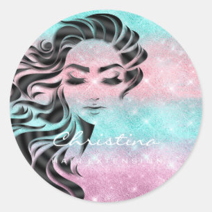 Pegatina Redonda Extensión del cabello Artista de maquillaje Estili