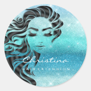 Pegatina Redonda Extensión del cabelloArtista de maquillaje estilis
