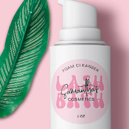 Pegatina Redonda Extensiones de baño de cenizas retro rosadas estét