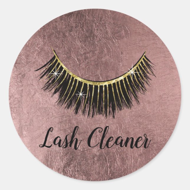 Pegatina Redonda Extensiones Eyelash Limpieza Rosa Oro (Anverso)