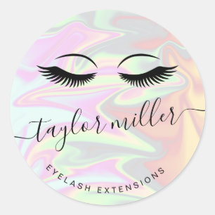 Pegatina Redonda Extensiones holográficas elegantes y modernas