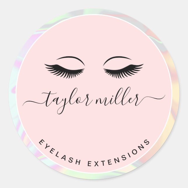 Pegatina Redonda Extensiones holográficas elegantes y modernas (Anverso)