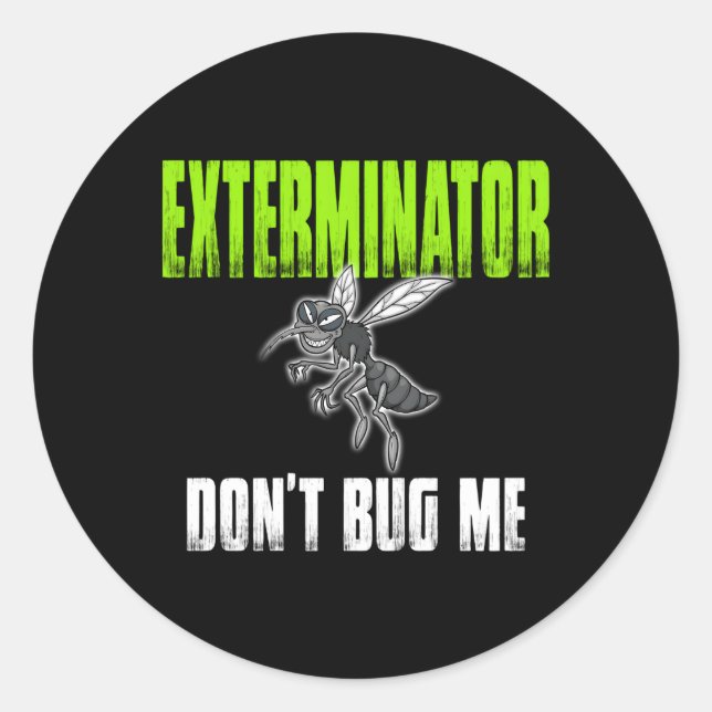 Pegatina Redonda Exterminator Pest Control Profesional (Anverso)