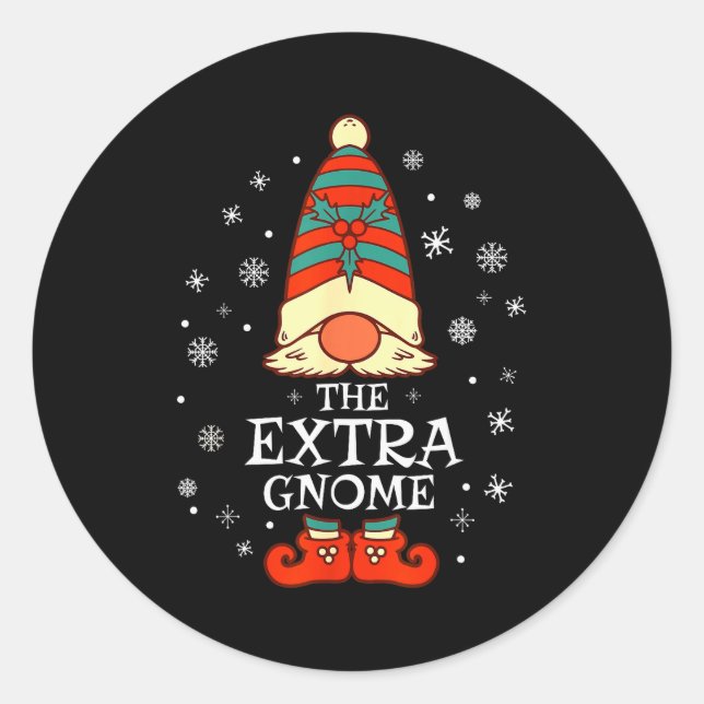 Pegatina Redonda Extra Gnome Xmas Family Christmas  (Anverso)