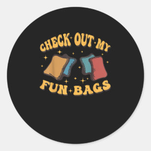 Pegatina Redonda Extracción divertida de mi bolso Cornhole Jugadore