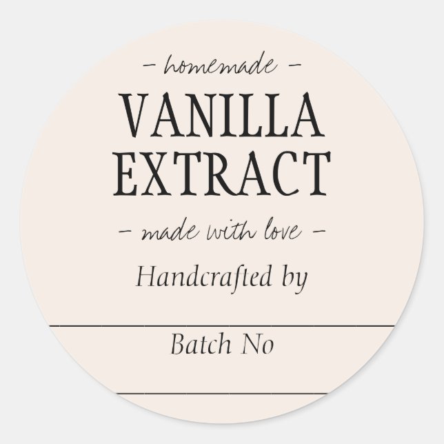 Pegatina Redonda Extracto casero de vainilla de pekinesa Jar (Anverso)