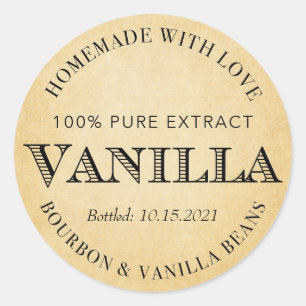 Pegatina Redonda Extracto de vainilla personalizado con Bourbon VE0