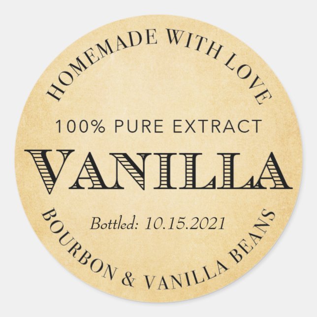 Pegatina Redonda Extracto de vainilla personalizado con Bourbon VE0 (Anverso)