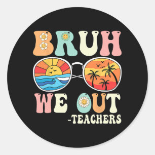 Pegatina Redonda Extraemos A Los Maestros Retro Groovy Felices El Ú