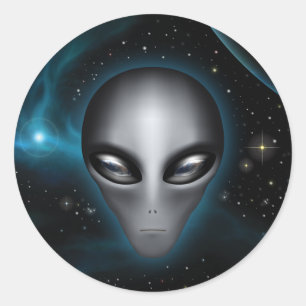 Pegatina Redonda Extranjero de Roswell II (pegatina)