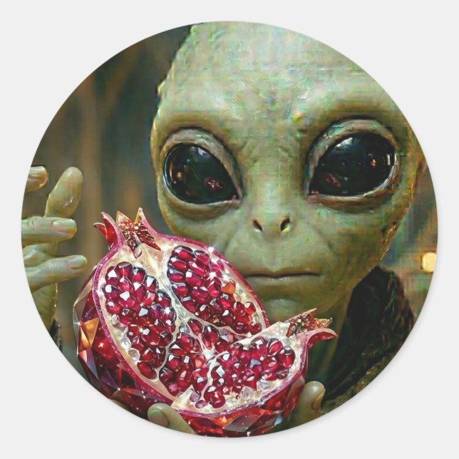 Pegatina Redonda Extraterrestre  Alien y Granada   (Anverso)