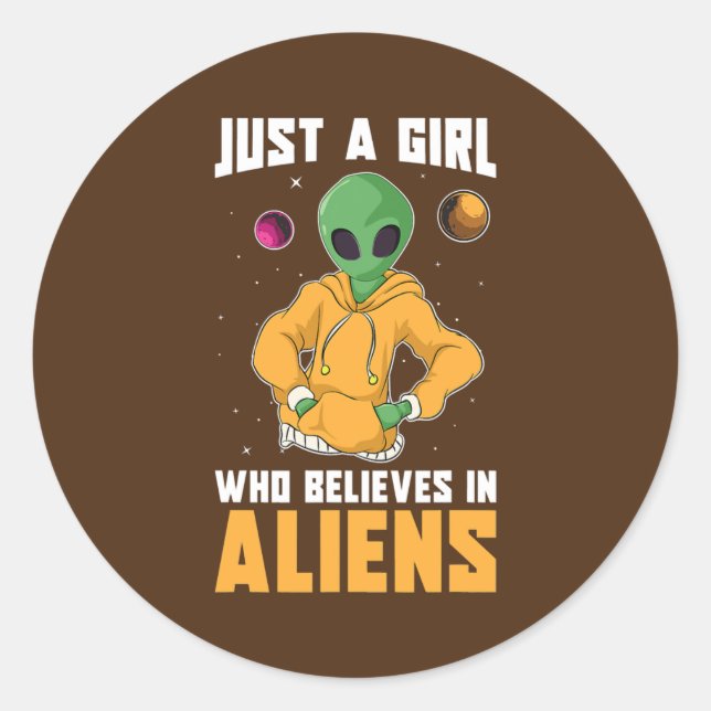 Pegatina Redonda Extraterrestre Extraterrestre Extranjera Sólo Un C (Anverso)